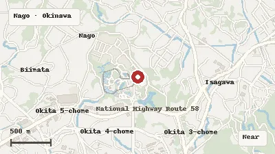 Map of the area around Nago Agri Park in Nago