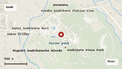 Map of the area around Asahiyama Zoo in Asahikawa