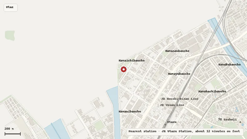 Map of the area around Shikoku Aquarium in Utazu / Kagawa